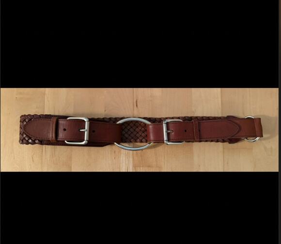 Lauren Ralph Lauren Braided O Ring Brown Leather Double Belt XL main image 2